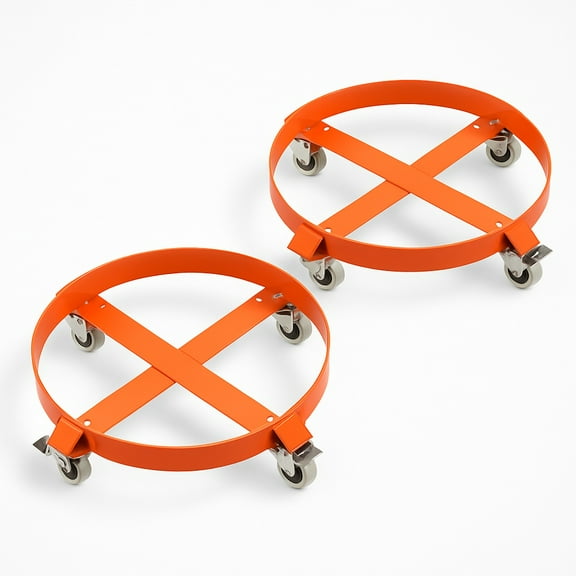2-Pack Heavy-Duty Drum Dolly – 1000LBS Capacity, 4 Swivel Wheels (2 Lockable), Galvanized Steel Trash Can & Barrel Mover, Anti-Tip Design for 55-Gallon Drums & Industrial Use