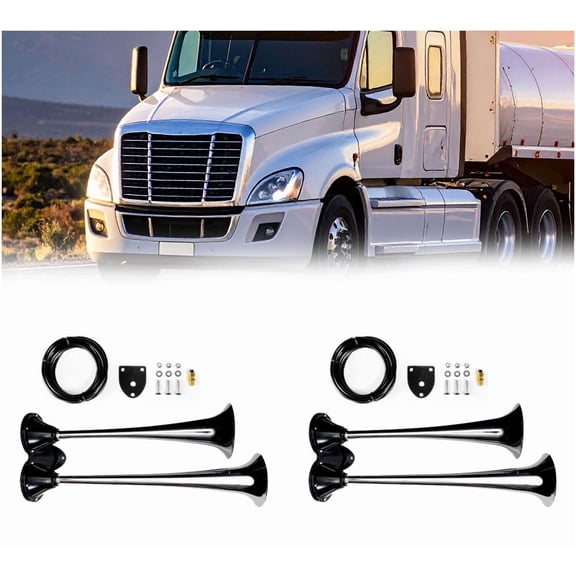 2 Pack Heavy Duty Dual Horn Assembly Compatible with Freightliner Volvo Truck - Air Horn Replaces 1600 244283R91 2MR2014 AM5621303 GRV1600 VHS-13884 83042002 AM5621303 995969R9