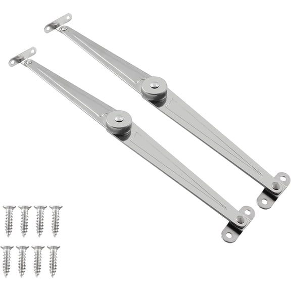 2 Pack Heavy Duty Folding Toy Box Hinges, Soft Close Stainless Steel Lid Stay Hinge, Rotatable Lid Support Bracket for Cupboard Cabinet Door