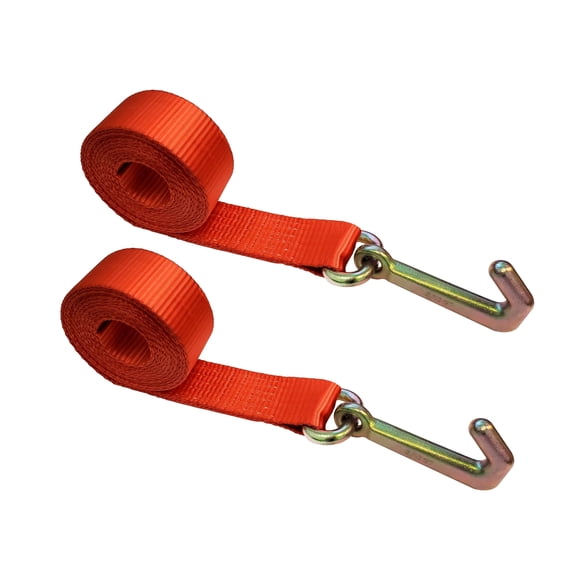 Mega Cargo Control 2-pack Heavy Duty G70 2" x 10' Towing Strap J Hook for Trailer Wrecker, 3333 lbs Wll, Red