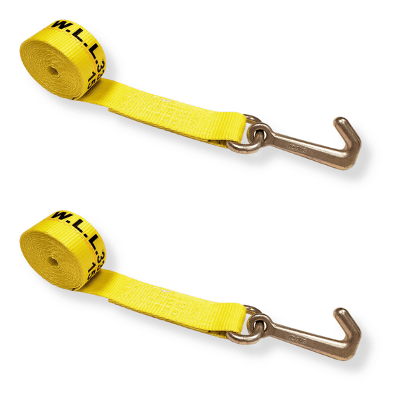 2 Pack Heavy Duty G70 2" x 10' Mini J Hook Towing Strap for Trailer Wrecker