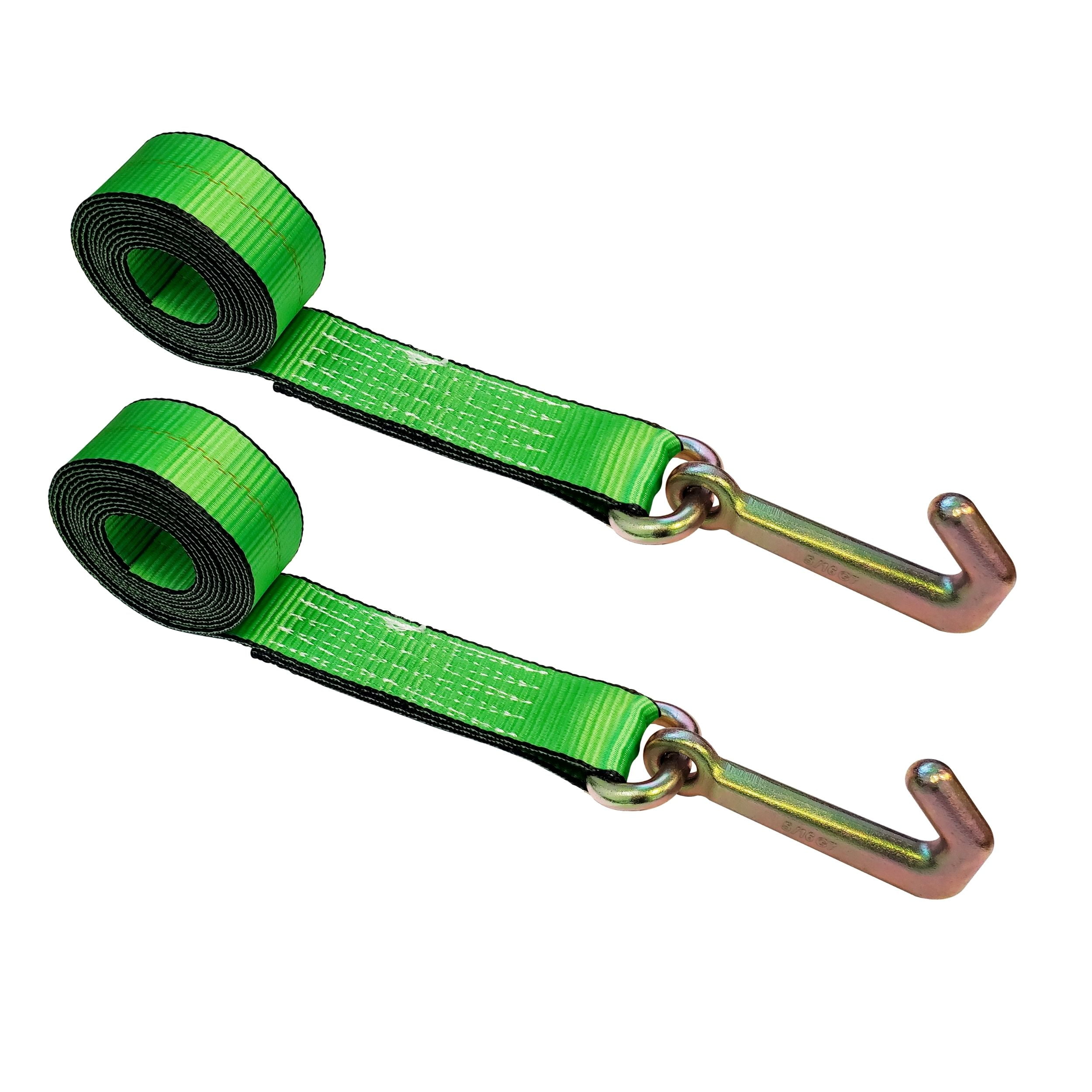 2 Pack Heavy Duty G70 2" x 10' Mini J Hook Towing Strap for Trailer Wrecker