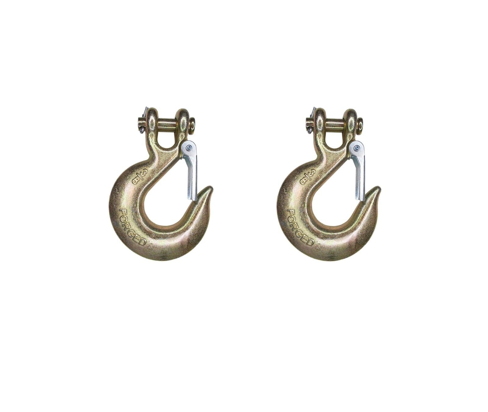 Pack Of 8 G70 Forged Steel Safety Hooks With Latch - 3/8 Inch, 18,000 Lb Capacity, Zinc-Plated For Rigging & Lifting
