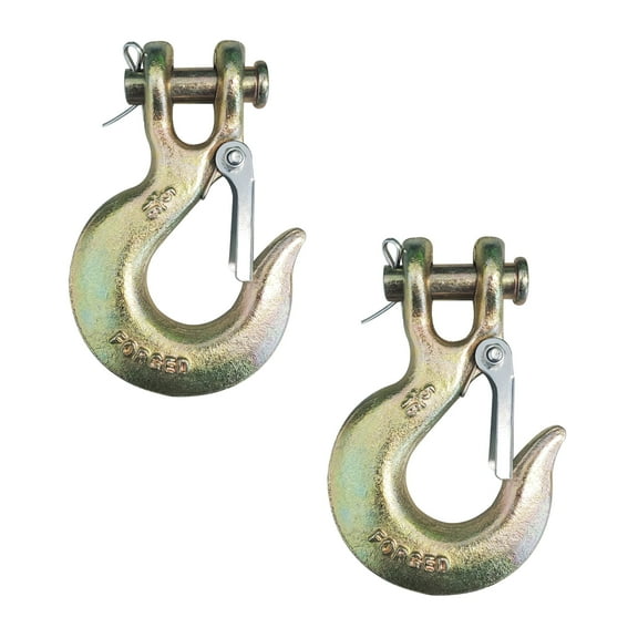 2 Pack Heavy Duty G70 5/16" Clevis Slip Hook w/ Safety Latch Flatbed Truck Trailer Transport Tow Chain Hook 4700 lbs WLL