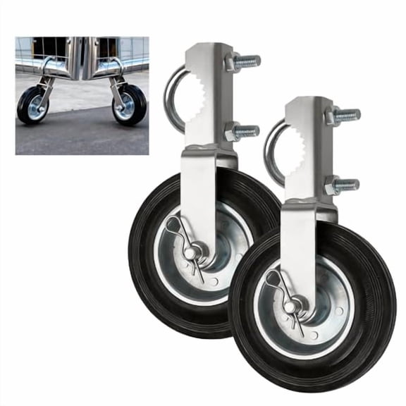 2-Pack Heavy Duty Gate Helper Caster, 6-1/4 Inch Support Wheel for 1-5/8" to 2" Metal Frame Swing Gates, Prevents Dragging on Chain Link Fence & Farm Gates, Stem Mount Easy Installation Kit