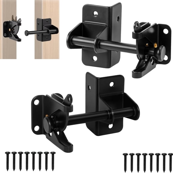 2-Pack Heavy-Duty Gravity Door Latches w/ Screws, Auto-Locking for Shed, Pool & Garden Gates