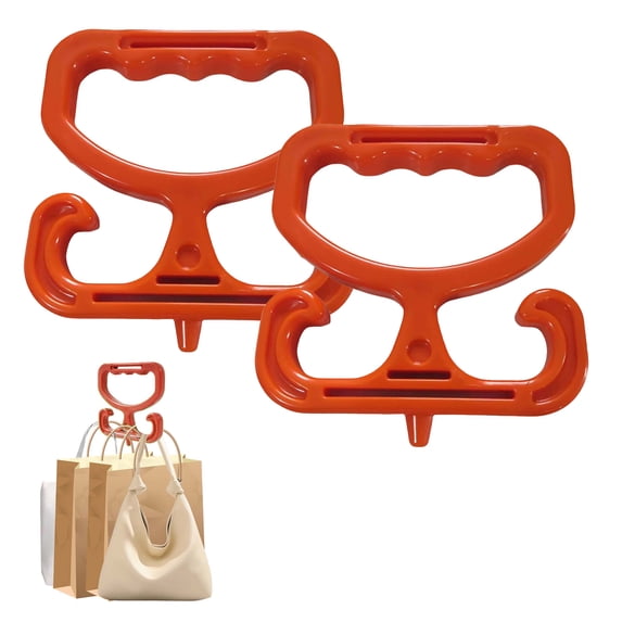 2-Pack Heavy Duty Grocery Bag Carriers - Ergonomic Handles Hold Up to 100lbs - Comfort-Grip Bag Holders for Shopping, Travel & Storage,Orange