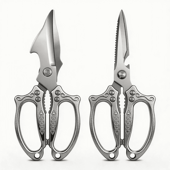 2 Pack Heavy Duty Kitchen Scissors and Poultry Shears Set, 3.5mm Thickened 3Cr13 Stainless Steel Poultry Shears, All Purpose Cooking Shears for Meat Seafood Bone Cutting Dishwasher Safe