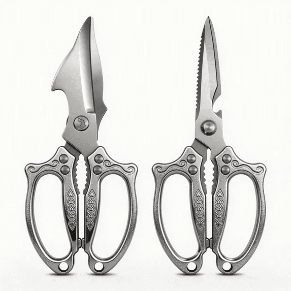 2 Pack Heavy Duty Kitchen Scissors, Stainless Steel Poultry Shears with Non-Slip Handle & Safety Lock, Dishwasher Safe All Purpose Cooking Shears for Meat Seafood Bone Cutting
