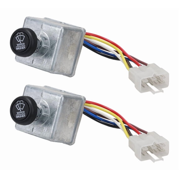 2 Pack Heavy Duty Knob Type Windshield Wiper Switch Compatible w/PTR 220 2007, 378 1988-2007 - Replaces 7560002, Automann 577.59651, KW P27-1066,