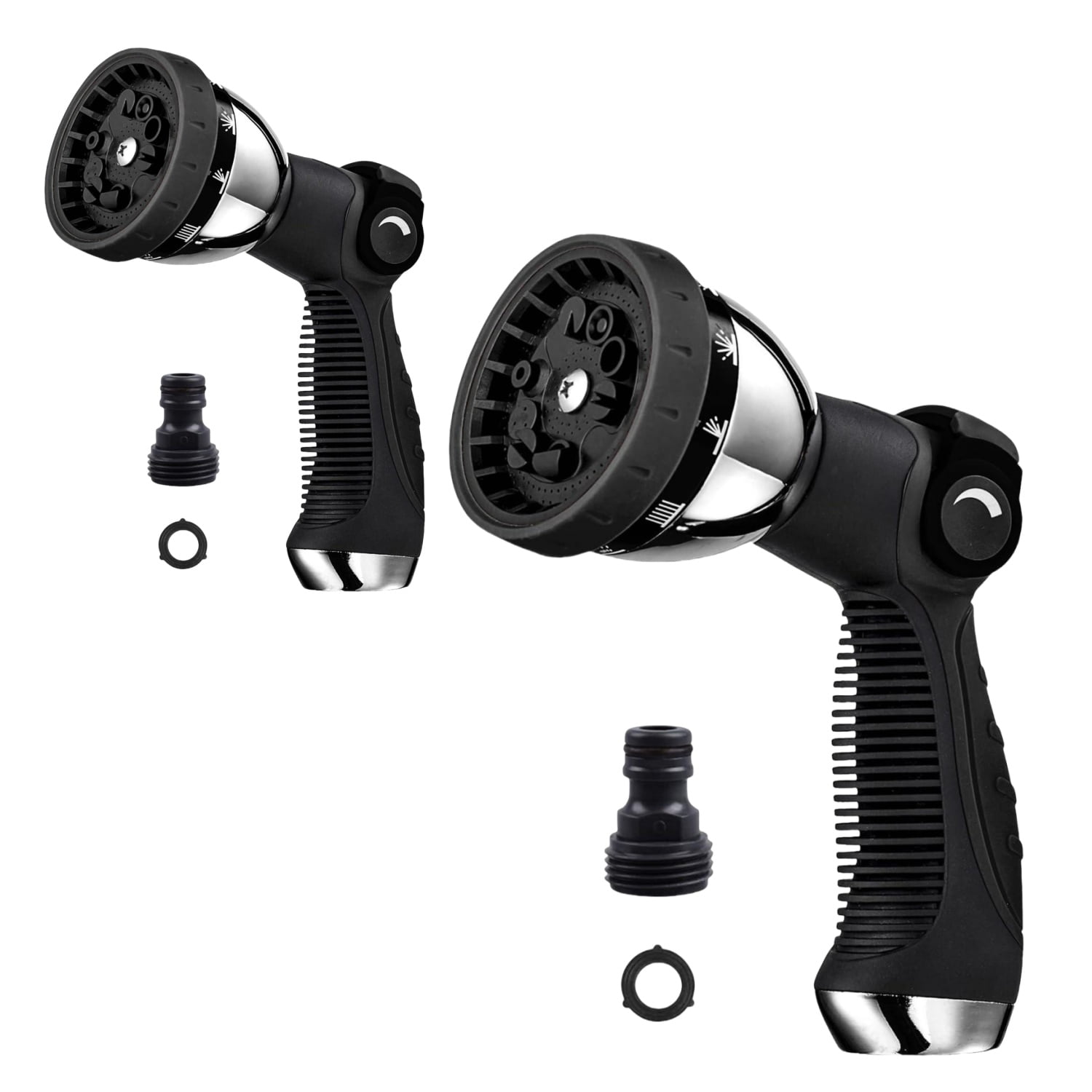 2-Pack Heavy Duty Metal Garden Hose Nozzle with Thumb Control, 10 Spray Patterns for Watering Plants, Car Washing, Pet Showering and Cleaning