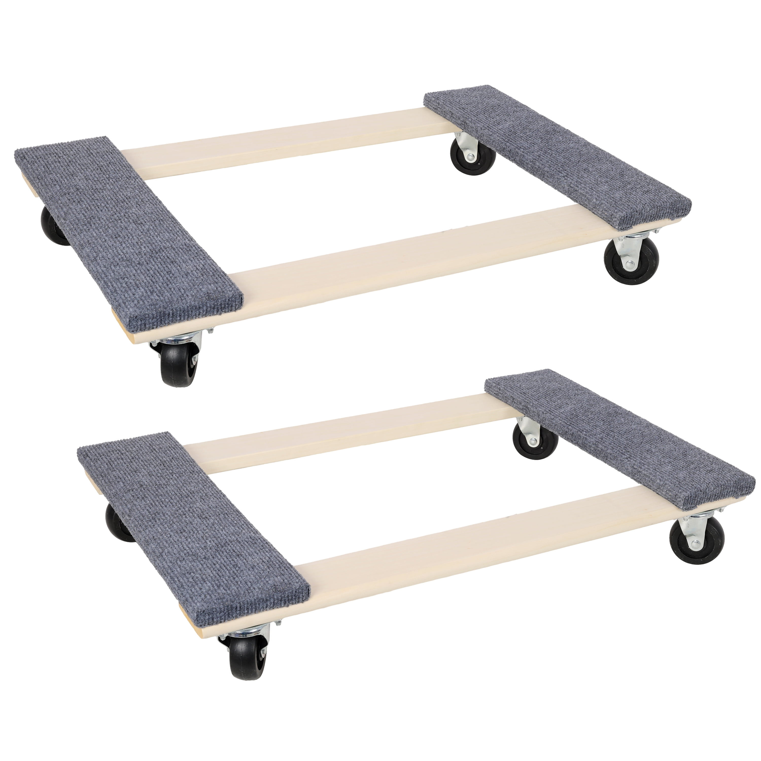 2 Pack Heavy Duty Moving Dolly Set, Non-Slip Carpet Surface Furniture Transport Cart, Total 2000 LBS Capacity with 4 PP Swivel Casters Each for Warehouse Home Moving