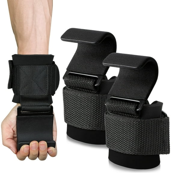 2 Pack Heavy-Duty Non-Slip Lifting Hooks for Deadlift, Powerlifting, Pull-Ups, Squats & Gym Training, Assist Grips for Strength Workouts