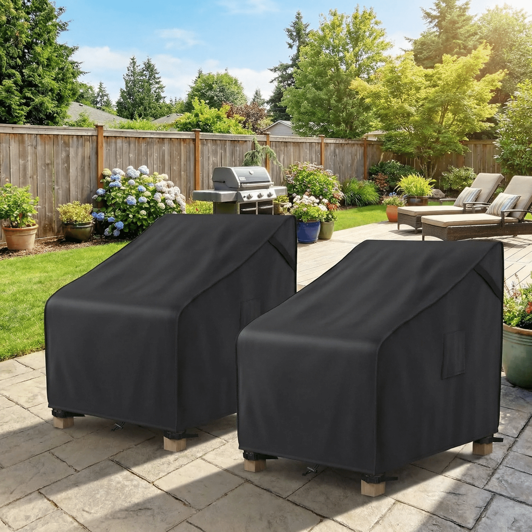 MR. COVER Patio Furniture Covers Waterproof, Outdoor Chair Covers for Rocking Chair, Heavy Duty Patio Adirondack Chair Cover Fits up to 32"W x 37"D x 36"H, Anti-UV, Fade Resistant, Black, 2 Pack