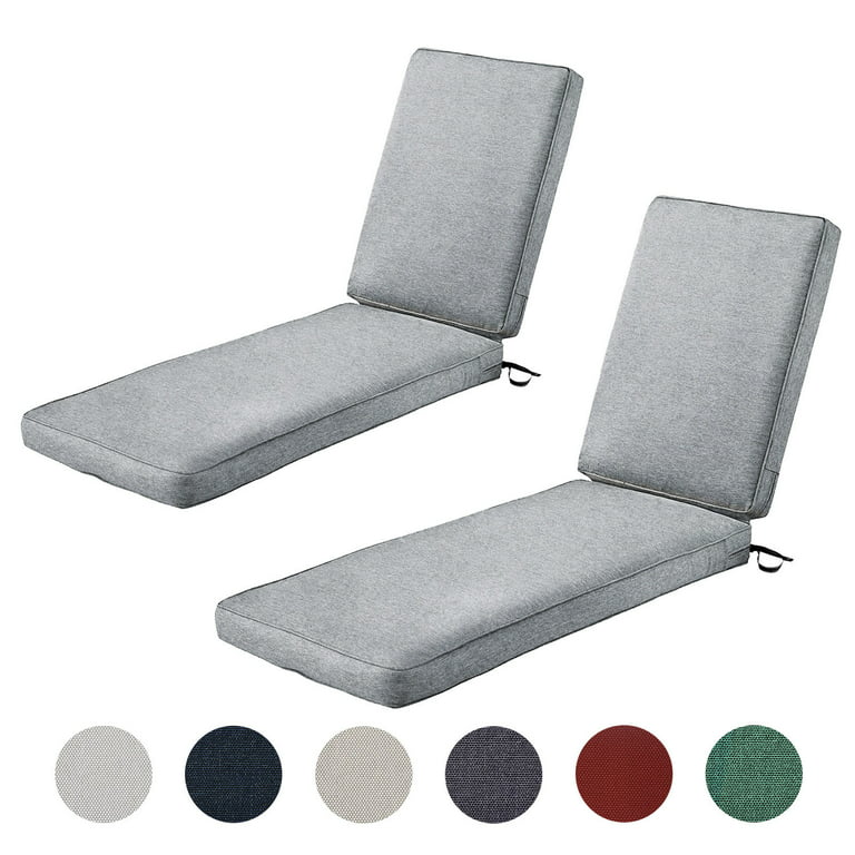 2-Pack Heavy Duty Patio Chaise Lounge Cushion Water-Resistant 3 Thickness  high-density foam with Washable Cover 