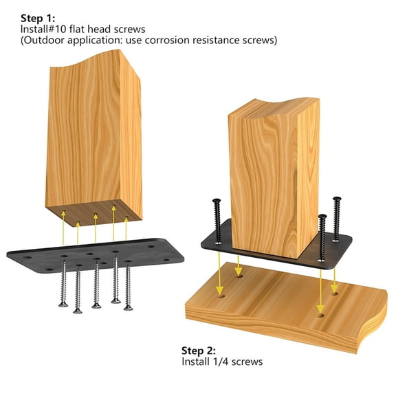 2 Pack Heavy Duty Patio Post Base Plate Fence Post Base Anchors Deck Post Anchor Brackets Balcony Post Base Connectors - Sturdy Construction For Secure Installation - For Patio