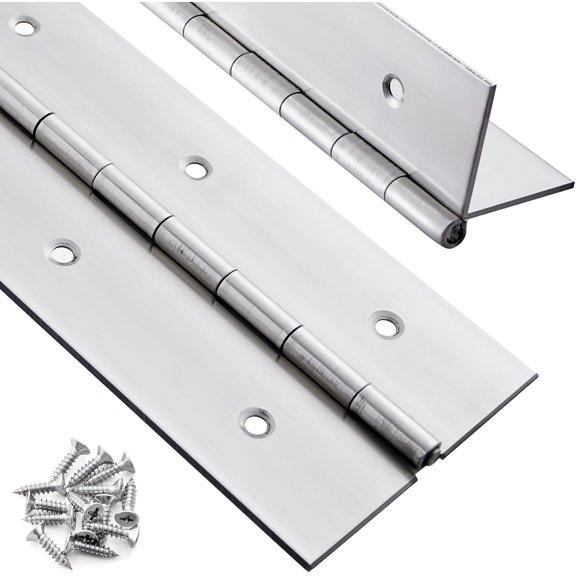 2 Pack Heavy Duty Piano Hinge 16 Inch x 3 Inch, 0.060'' Thick Stainless Steel Piano Hinge with Holes, 16" Continuous Hinges for Cabinet Doors DIY Wood Boxes Furniture Industrial Project