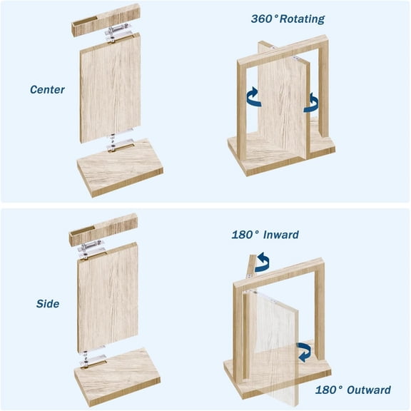 2 Pack | Heavy Duty Pivot Hinge for Wood Door - Stainless Steel Hidden Door Hinge for Secret Door, with 360 Degree Rotation, Invisible Pivot Door Hardware for Bookshelf