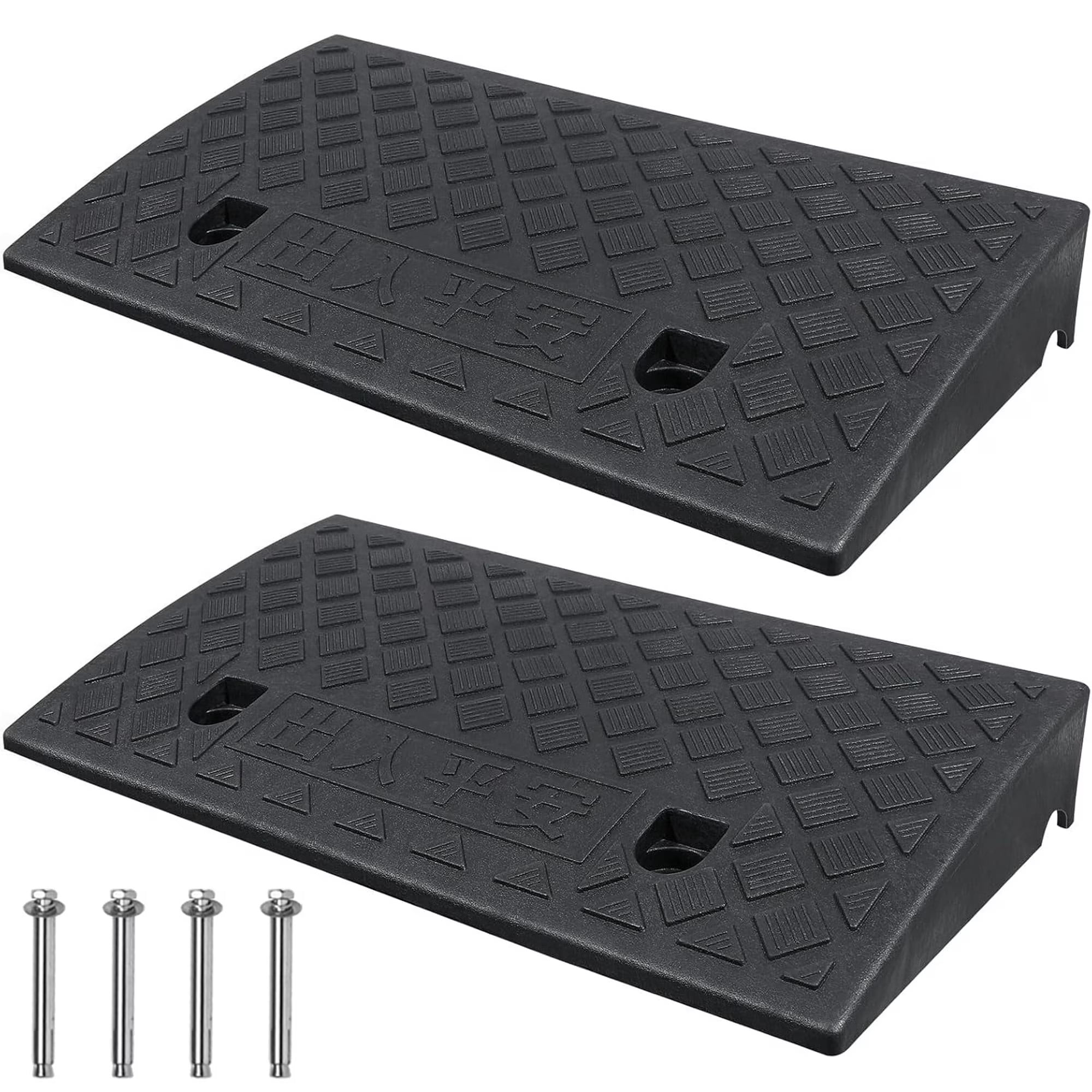 2-Pack Heavy Duty Plastic Curb Ramps, Portable Threshold Ramps for ...
