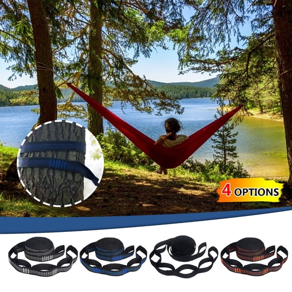 2 Pack Heavy Duty Polyester Hammock Tree Straps 5 Loops Each 1000LBS Load Capacity Adjustable Anti-Stretch Webbing with Lock Shackles Portable for Camping Backyard Outdoor Hammock Mount