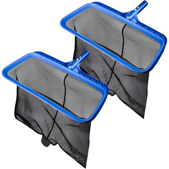 2 Pack Heavy Duty Pool Net, Deep Bag Leaf Skimmer with Diamond Mesh & Durable Frame, Rake Scoops Leaves, Twigs and Debris from Above Ground & Inground Pools, Fits Standard Pool Poles (No Pole)