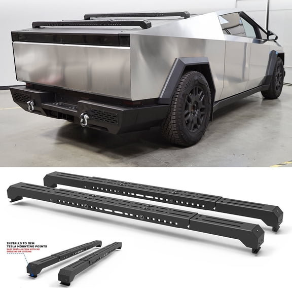 2 Pack Heavy Duty Rear Roof Cargo Rail Rack Cross Bar For 2024 2025 Tesla Cybertruck Modular 3-piece design