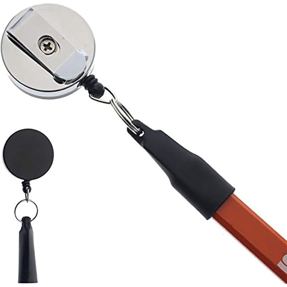 2 Pack - Heavy Duty Retractable Pull Pen & Pencil Holder - Ideal Grip for Markers & Carpenter Pencils - Features a Thicker Nylon Cable, Self Retracting Reel & Tight Metal Belt Clip by Reel-N-Rite(TM)