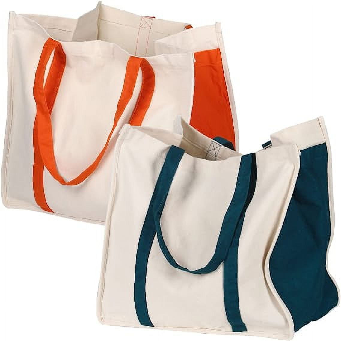Generic 2 Pcs Reusable Large Canvas Tote Bags with Separate