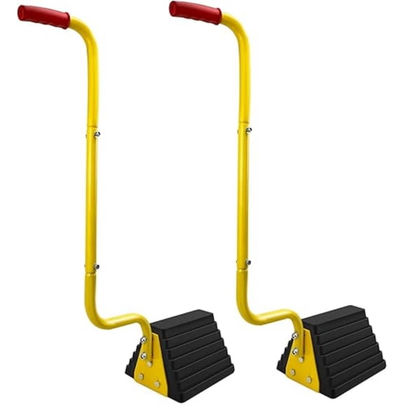 2 Pack Heavy Duty Rubber Wheel Chock with Handle, Sturdy Solid Anti Slip Wheel Stopper for All Weather Use -Trucks, RV, Travel Trailer, Pop Up Camper Accessory, 2 Pcs