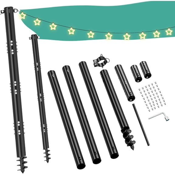 2 Pack Heavy Duty Shade Sail Poles 12Ft Sun Sail Posts Outdoor