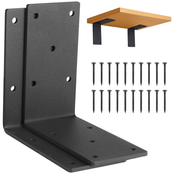 2 Pack Heavy Duty Shelf Brackets – 5” x 5” x 2.5” L‑Bracket, 4mm Thick Galvanized Steel, Anti‑Sag Corner Brace for Floating Shelves, Workbenches & Garages, Includes Screws