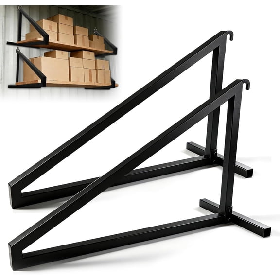 2-Pack Heavy Duty Shipping Container Shelf Brackets, No-Weld Design, Coated Steel, 650 lbs Capacity, Easy Install for & Storage Units, Garages & Containers (2)