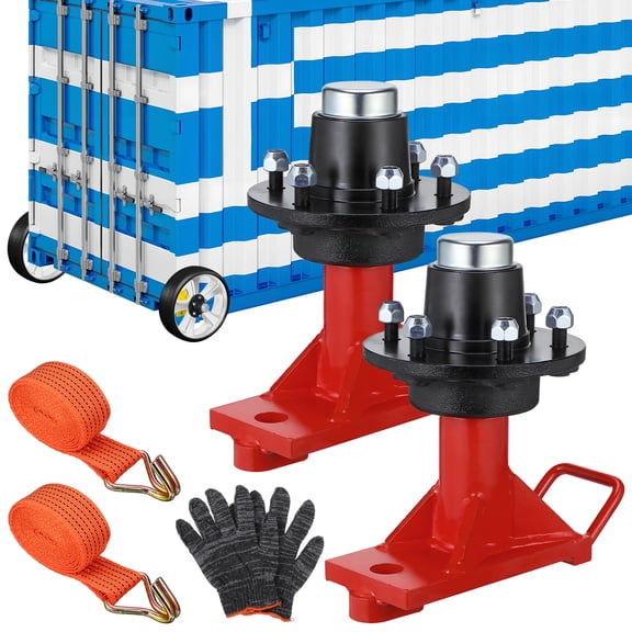 2 Pack Heavy-Duty Shipping Container Wheels Kit, 6-Lug Axle System for Empty Containers