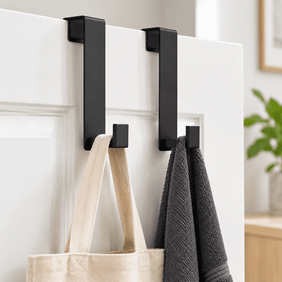2 Pack Heavy Duty Single Over The Door Hooks L-shaped Bedroom Jacket Hanger Hook 1.77 Inch Wide Strong Holder For Coats(l Shape 2