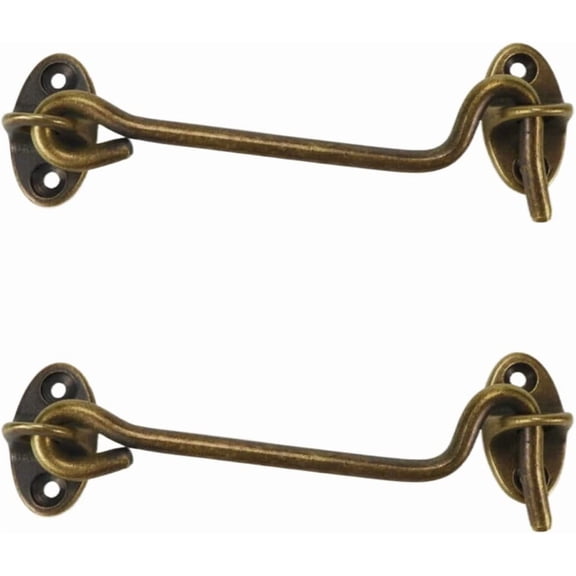 2-Pack Heavy Duty Solid Brass Privacy Hook and Eye Latch Easy Lock for Sliding Gates,Windows 4",Bronze