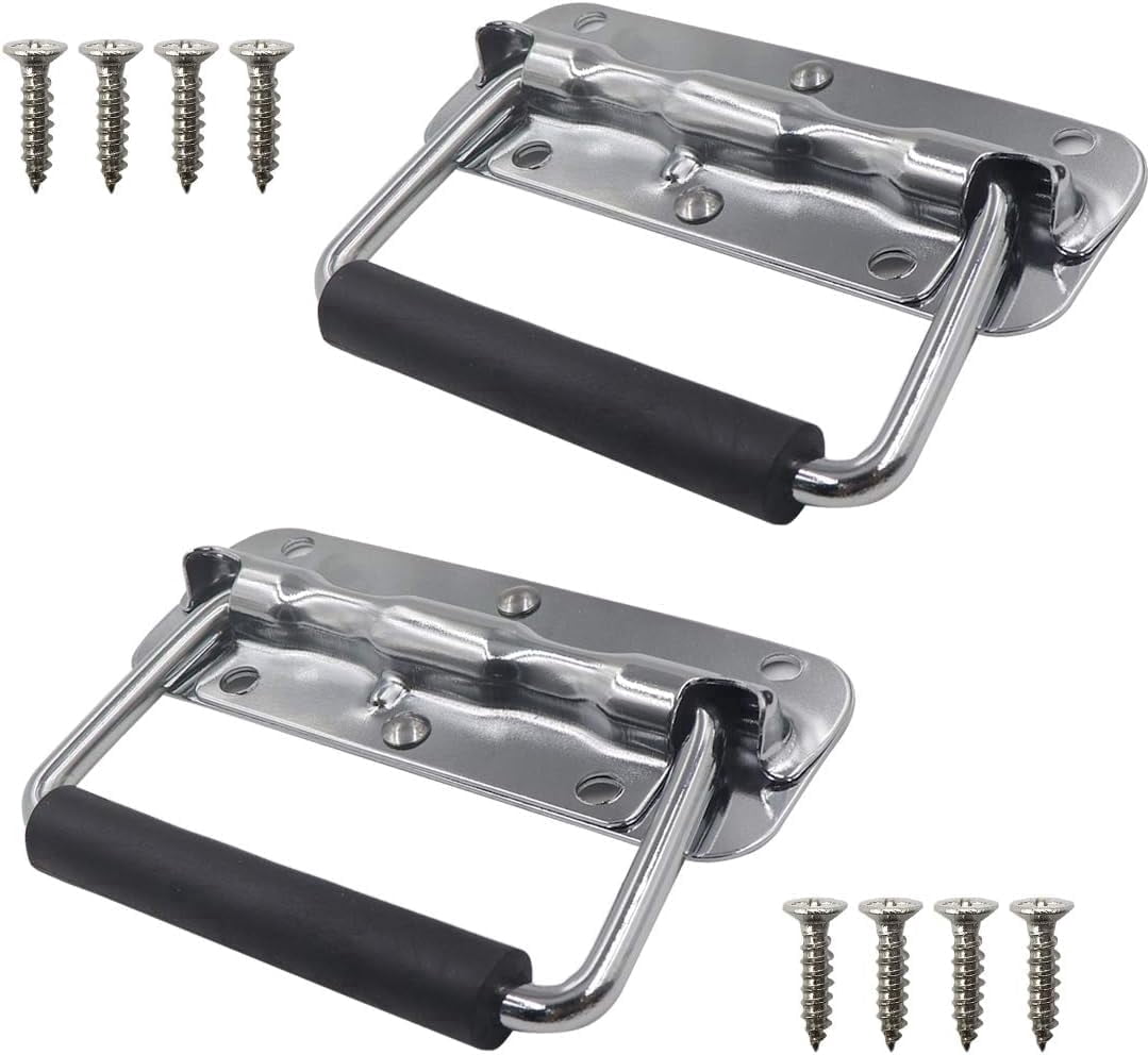 2-Pack Heavy Duty Spring Loaded Case Handles, 4.33" Stainless Steel ...
