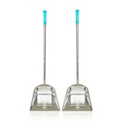 2-Pack Heavy Duty Stainless Steel Dustpan Stand Up Design for Home Lobby Shop Office