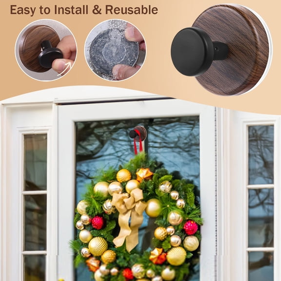 2 Pack Heavy Duty Suction Cup Wreath Hanger for Glass Door Window Outdoor Holiday Decor Maximum 6 lbs Load Capacity