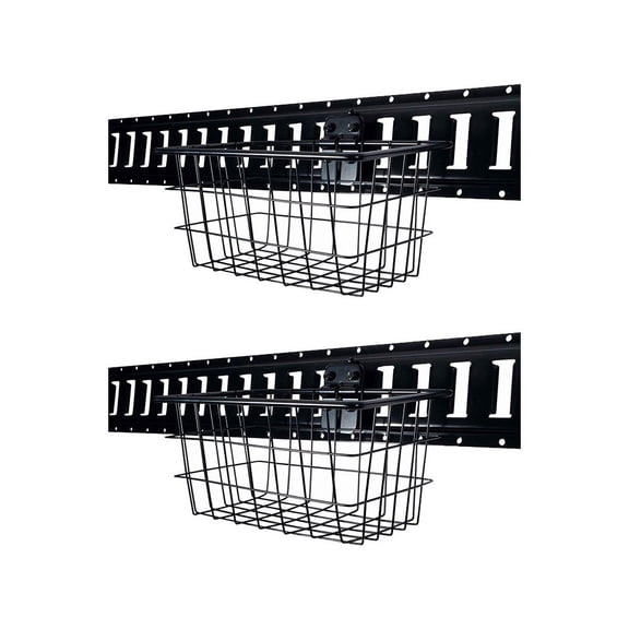 (2 Pack) Heavy duty E-Track Basket - Wall Mount Bolt-on Wire Basket - Portable Metal Tool Basket for Trailers, Trucks - Utility Rack Organizer Storage Bin Basket for Garage