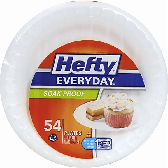 ( 2 Pack ) Hefty Everyday Plates, Soak Proof, 7 Inch, 54 Count