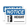 thumbnail image 1 of (2 Pack) Height ____ Sign With Symbol OSHA Notice Sign 5 Inch X 3.5 Inch Vinyl Label Decal Sticker Weather Resistant, UV Protected for Workplace, Business, and Construction Site, Made, 1 of 7