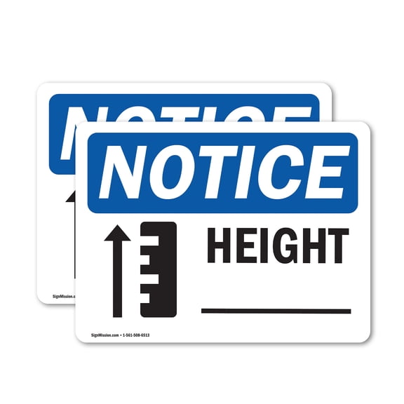 (2 Pack) Height ____ Sign With Symbol OSHA Notice Sign 5 Inch X 3.5 Inch Vinyl Label Decal Sticker Weather Resistant, UV Protected for Workplace, Business, and Construction Site, Made