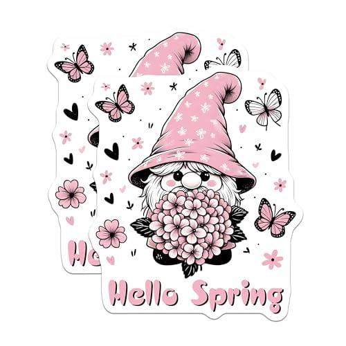(2 Pack) Hello Spring Magnets - Cute Spring Decor - 5" On Longest Side - for Cars, Fridges, Toolboxes - Made in USA - MAG8004