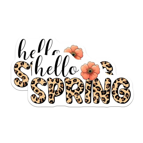 (2 Pack) Hello Spring Magnets - Floral Spring Decorations - 5" On Longest Side - for Cars, Fridges, Toolboxes - Made in USA - MAG8008