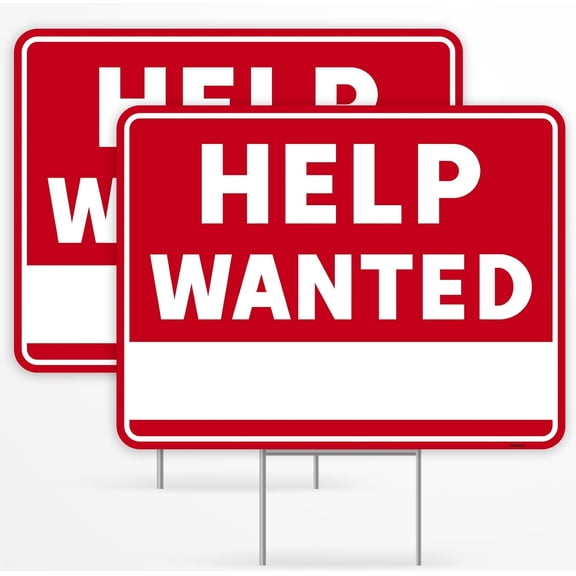 2 Pack Help Wanted Sign, 12 Inches by 8 Inches - Signs - - Now Hiring Signs For Business Metal Tin Signs/Without a frame