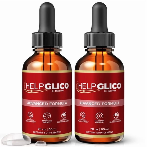(2 Pack) Helpglico Drops – Daily Liquid Formula with a Clean, Natural Blend to Support Natural Flow, Balanced Levels & Healthy Circulation | Convenient for Consistent Use (60 Servings)