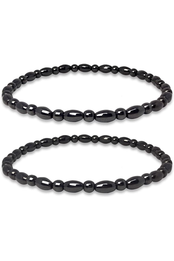 2 Pack Hematite Therapy Anklet Bracelet for Women/Men