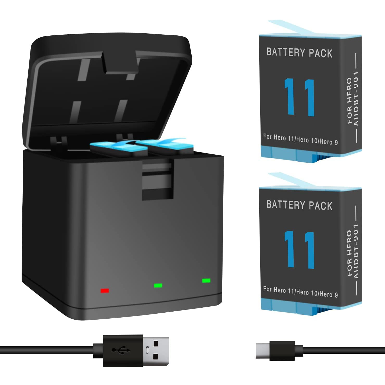 2 Pack Hero 11 Rechargeable Battery Kit for GoPro Hero 11, Hero 10