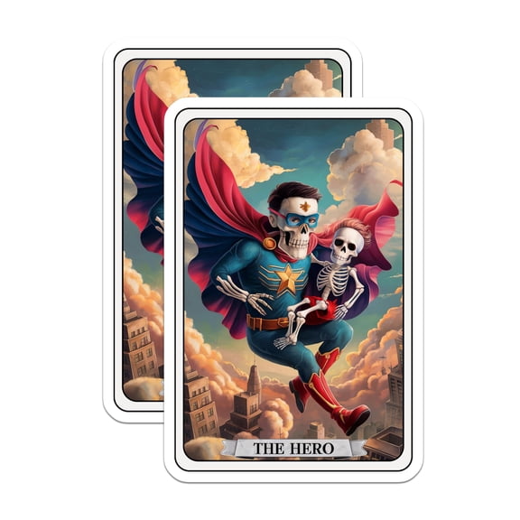 (2 Pack) Hero Magnets - Superhero Skeleton Art - Comic Book Style - 5" On Longest Side - for Cars, Fridges, Toolboxes - Made in USA - MAG4466