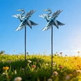 thumbnail image 1 of 2 Pack Heron Wind Spinner Garden Stake – Metal Windmill with Blue Patina Finish, Kinetic Outdoor Decor for Lawns & Flower Beds, Bird Sculpture Wind Catcher, 1 of 6